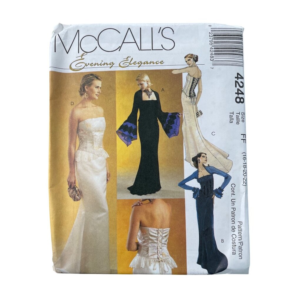 McCalls 4248 Evening Elegance Sewing Pattern Size 16-22 Lined Top & Skirt UNCUT